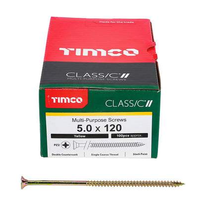 TIMCO Classic Screw PZ2 CSK ZYP 5.0 x 120 Gold Pack 100