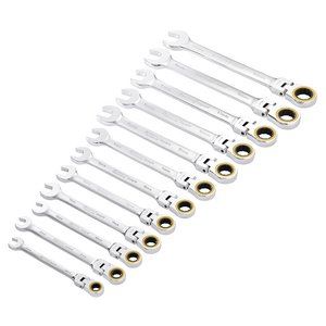 Draper 12PC FLEX HEAD RATCHET SPANNER 03932 HI-TORQÂ® Metric Flexible Head Ratchet Combination Spanner Set (12 Piece)