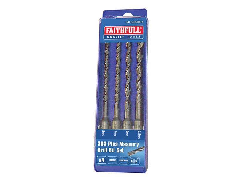 Faithfull FAISDSSET4 SDS Plus Drill Bit Set 4 Piece 5.5-8mm |