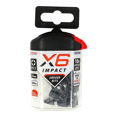 TIMCO X6 Impact Pozi Driver Bit No.2 x 25 Pack 10
