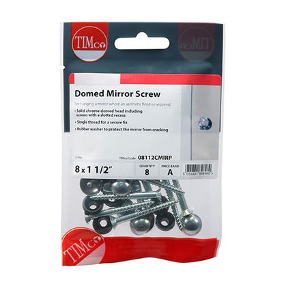 TIMCO Mirror Screw Dome - Chrome 8 x 1 1/2 Pack 8