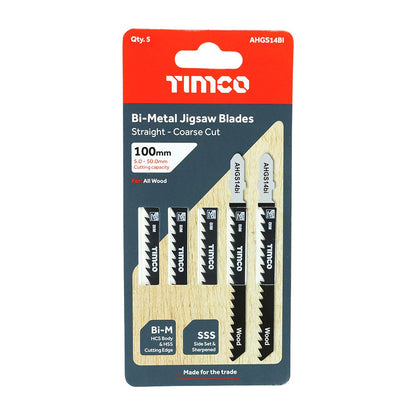 TIMCO Bi-Metal Jigsaw Blade for Wood T144DF Pack 5