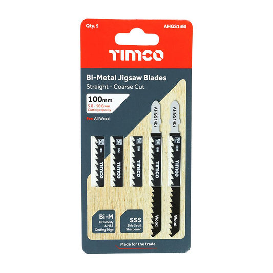 TIMCO Bi-Metal Jigsaw Blade for Wood T144DF Pack 5