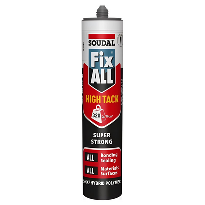 12 x Soudal Fix ALL Black High Tack Adhesive Sealant Waterproof 290ml