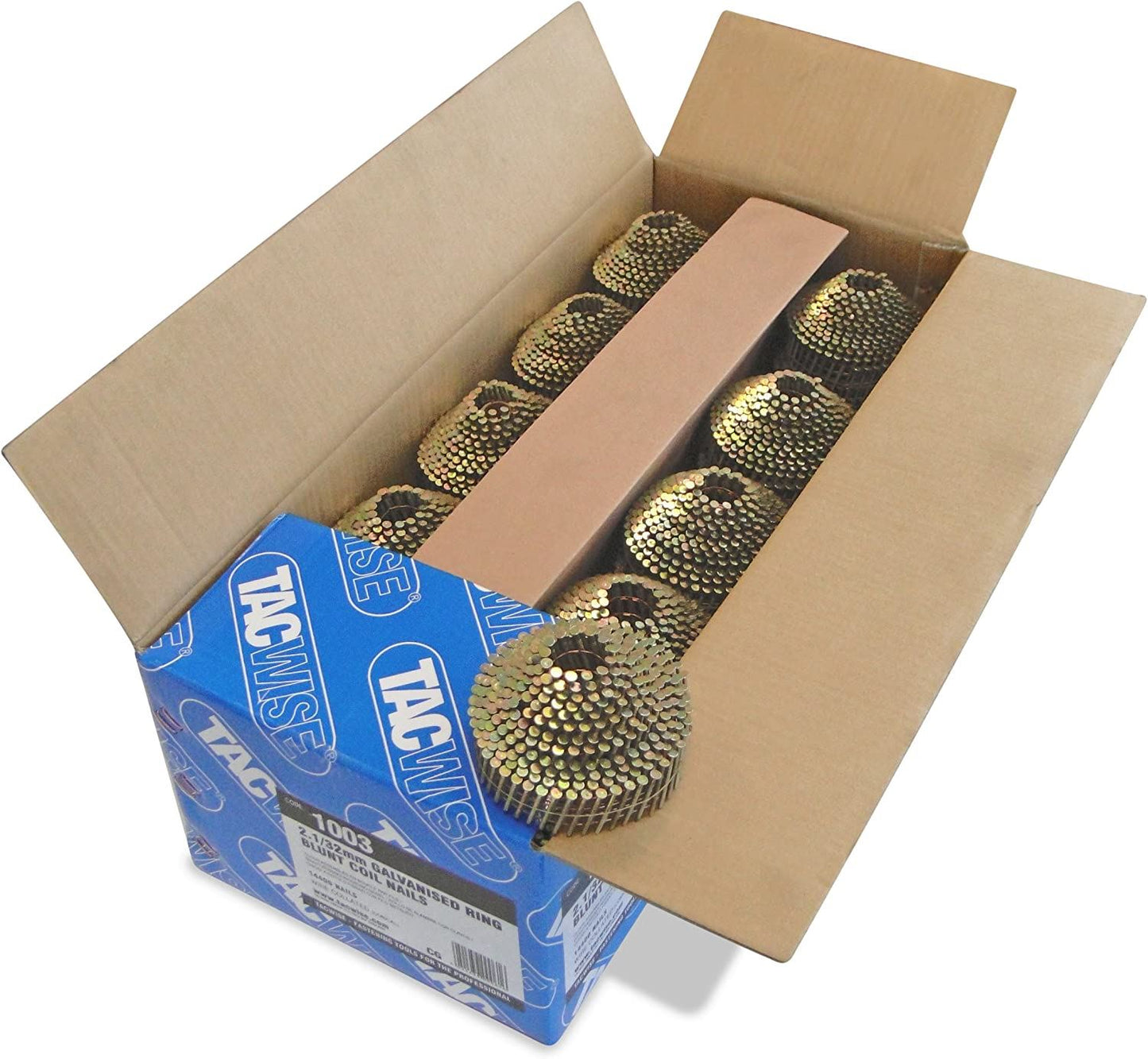 Tacwise 1003 Type 2.1x32 32 mm Coil Nails Galvanised Conical Top Pack of 14400 for Nail Staple Guns Trade Fixing