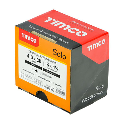 TIMCO Solo Woodscrew CSK - ZYP (IND) 4.0 x 30 Gold Pack 1000