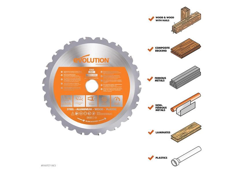 EVL Multi-Material Saw Blade 165 x 20mm x 18T