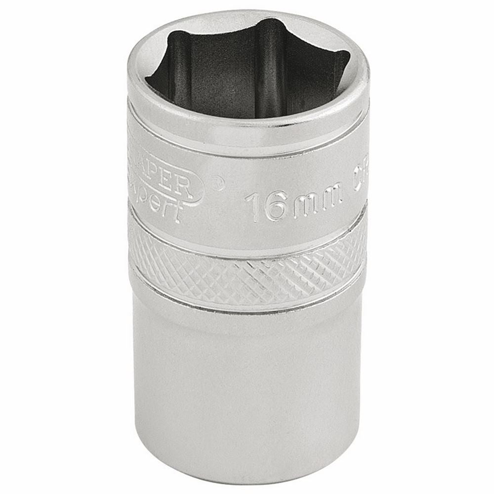 Draper 16MM 6PT SOCKET 1/2 DR-PCKD 16606 1/2" Sq. Dr. Metric Sockets (Micro Satin Chrome)