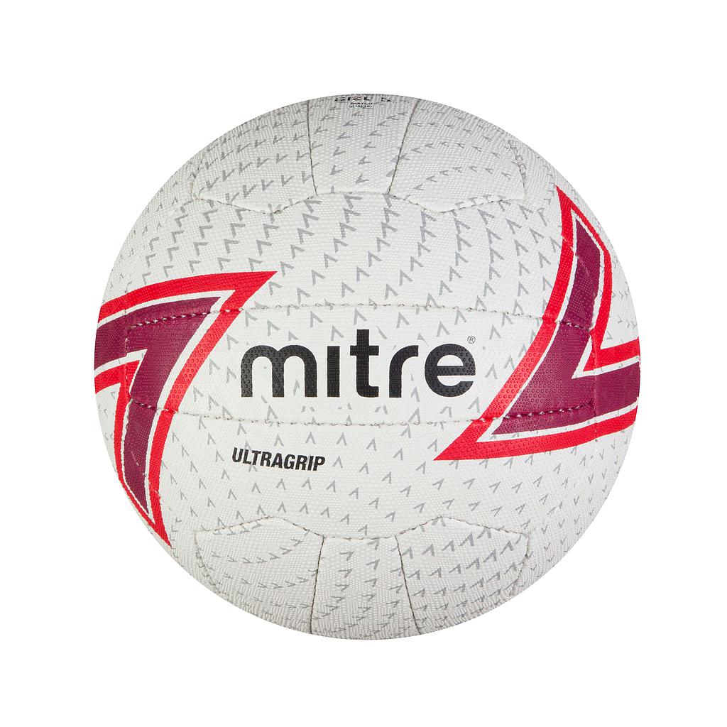 Mitre Ultragrip 18 Panel Netball White/Red/Black 4