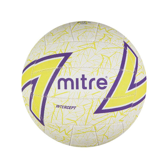 Mitre Intercept 18 Panel Netball White/Lime/Purple 4