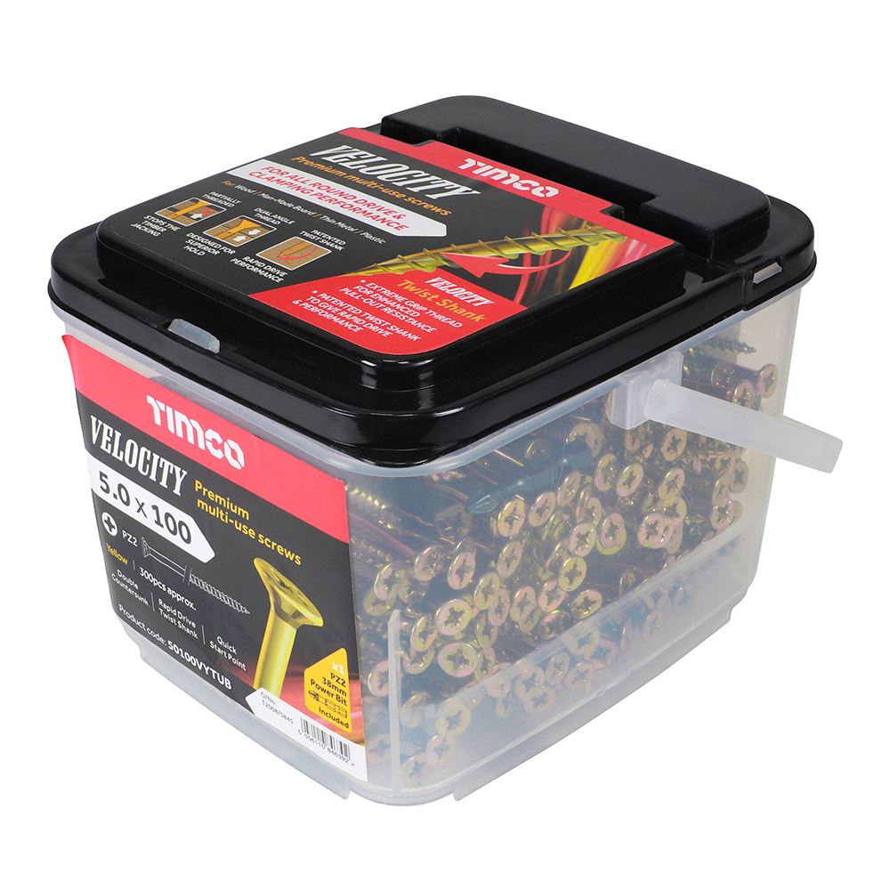 TIMCO Velocity Screw PZ2 CSK ZYP 5.0 x 90 Gold Pack 325
