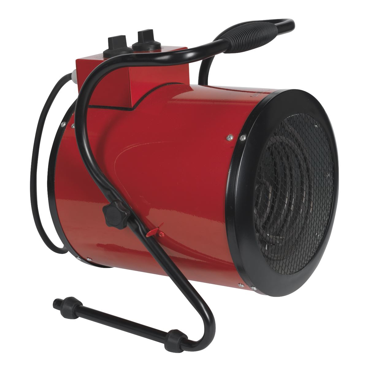 Sealey EH5001 Industrial Fan Heater 5kW/400V | 17,000Btu/hr, 2500/5000W, 400V-16A, Thermostat, Overheat Protection, Tip-Over Switch, Adjustable