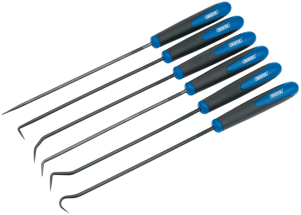 Draper 6PC LONGREACH PICK & HOOK SET 51764 51764 Long Reach Hook and Pick Set (6 Piece)