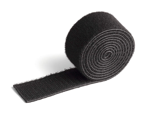 Durable CAVOLINE Hook and Loop Tape Cable Straps Tidy Roll Ties | 1m x 3cm Black