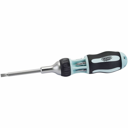 Draper 7PC RATCHET SCREWDRIVER 83721 7 in 1 Soft Grip Ratchet Screwdriver and Bit Set