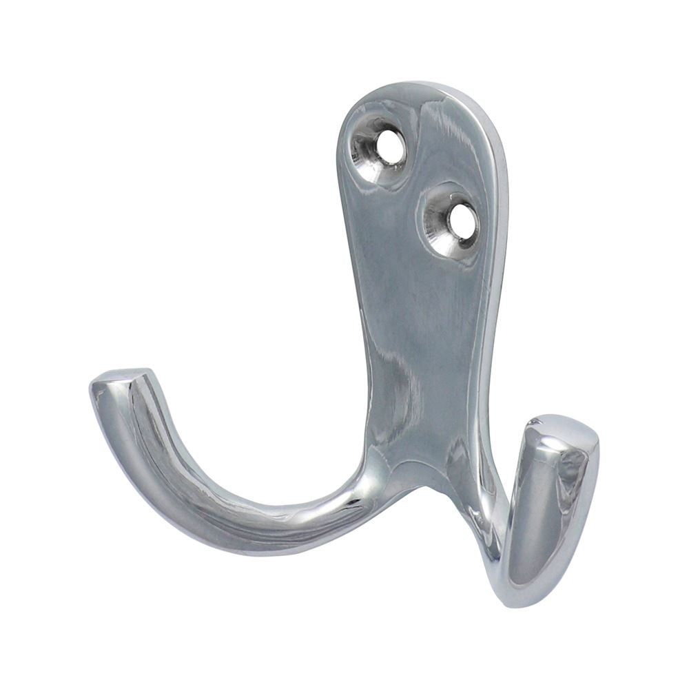 TIMCO Double Robe Hook Pol. Chrome 47 x 24mm Pack 1