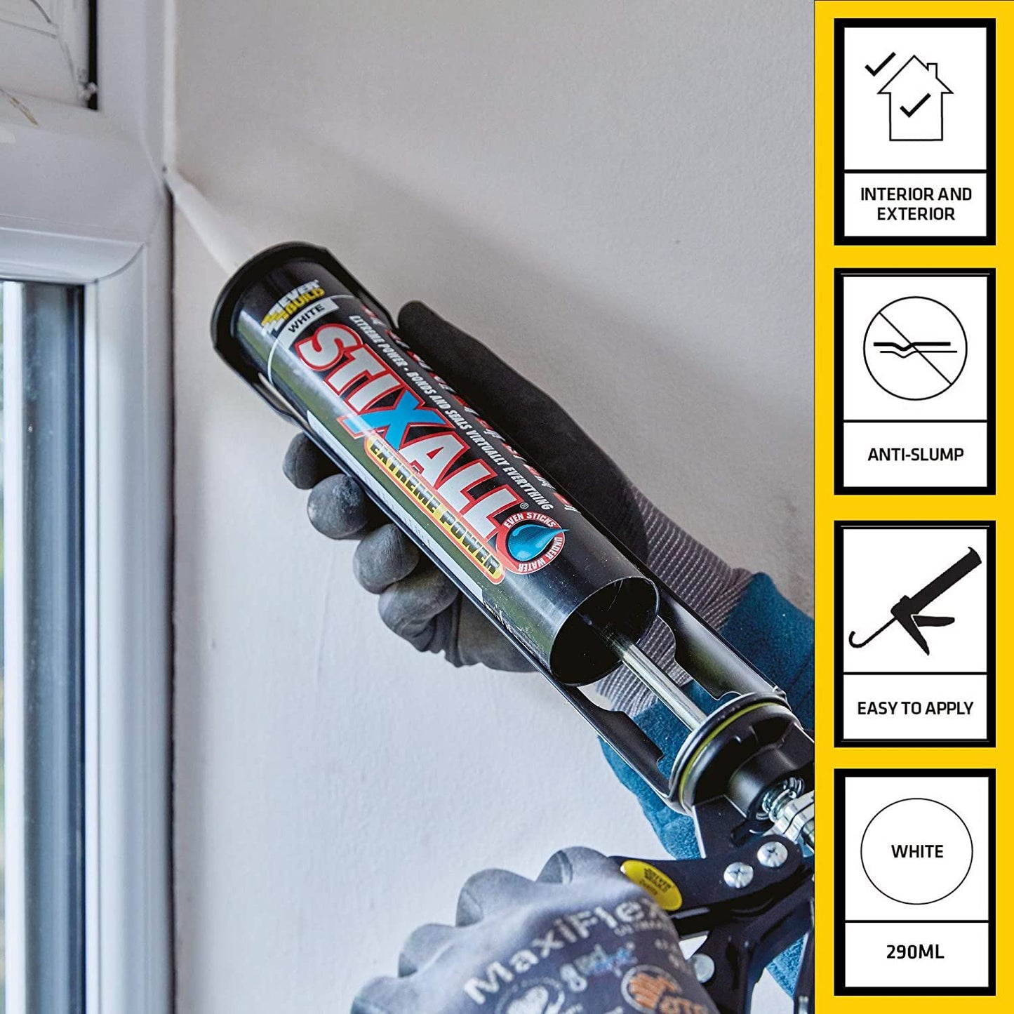 12 Pack Everbuild Stixall White 290ml Hybrid Polymer Adhesive Sealant