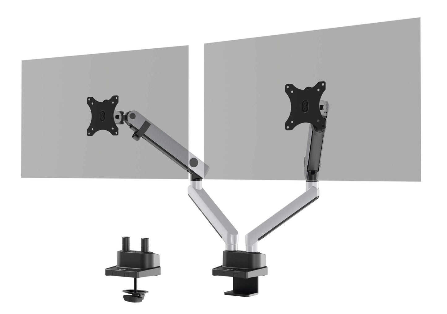 Durable SELECT PLUS Dual Arm Monitor Mount Desk Clamp for 2 Screens | 17 - 32"