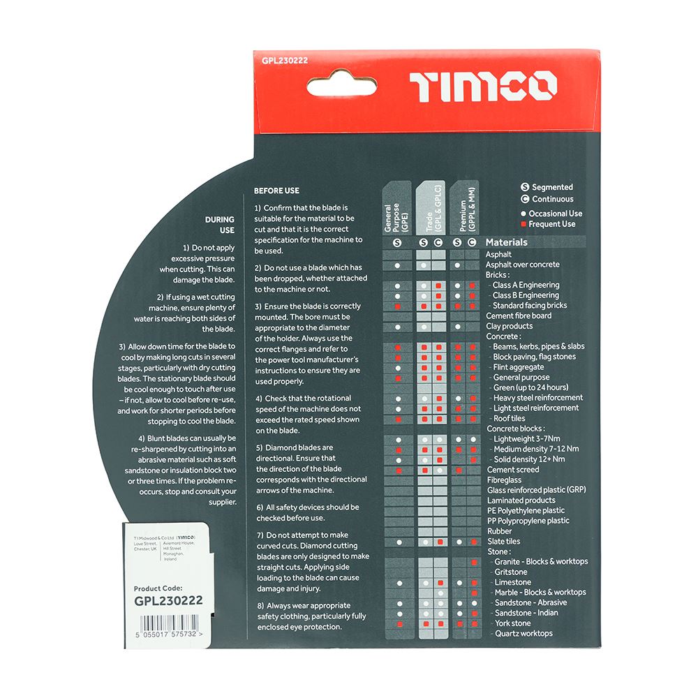 TIMCO Trade Diamond Blade Seg 230 x 22.2 Pack 1