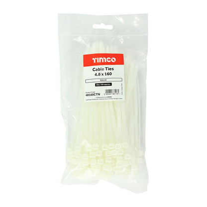 TIMCO Cable Tie Natural 4.8 x 160 Pack 100