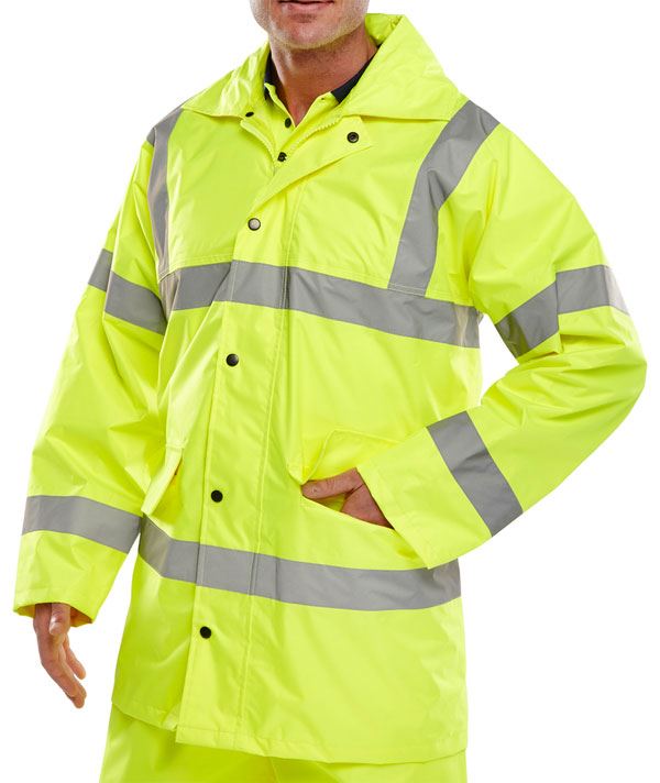 Beeswift Lightweight Hi Vis Work Jacket Yellow Reflective Safety Coat