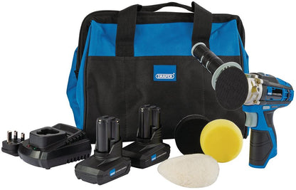 99727 Draper Storm Force Storm Force 10.8V Power Interchange Mini Polisher Kit, 2 x 4. Charger Power Tool Kits Professional Trade DIY Workshop Garag