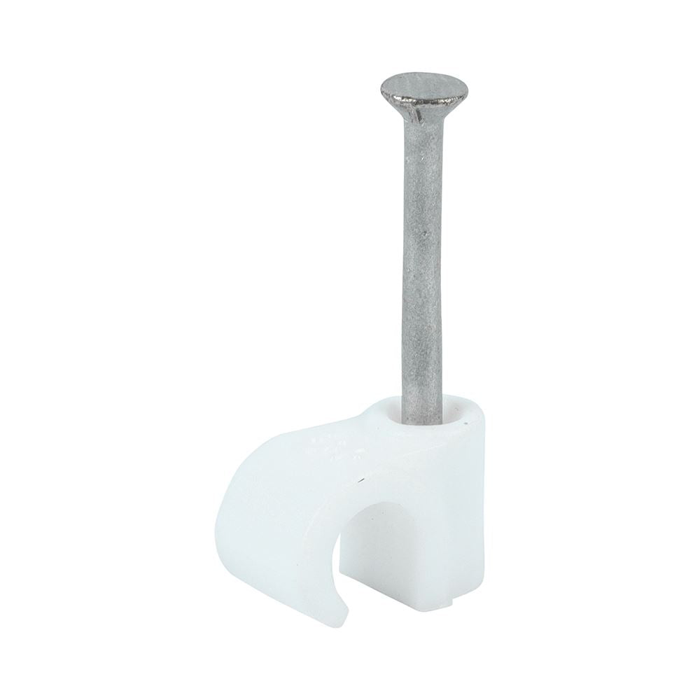 TIMCO Round Cable Clip White To fit 6.0mm White Pack 100