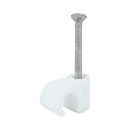 TIMCO Round Cable Clip White To fit 6.0mm White Pack 100