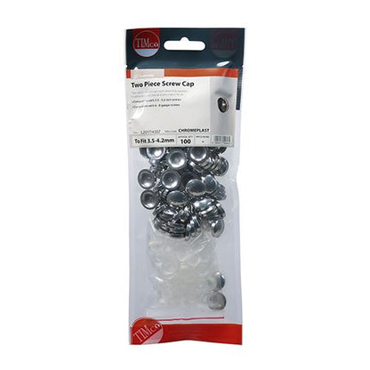 TIMCO Two Piece Screw Cap - Chrome To fit 3.5 to 4.2 Screw Pack 100