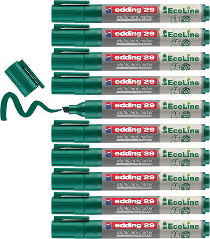 Edding 29 Ecoline Green Whiteboard Marker Pens Chisel Tip Pack of 10