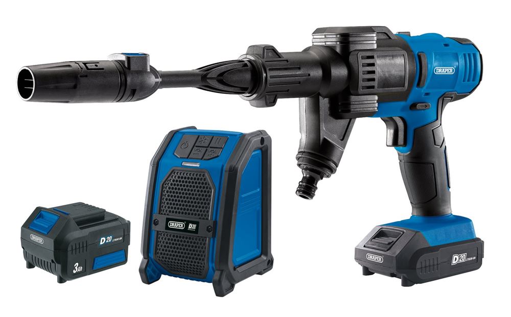 94796 D20 D20 20V Pressure Washer, D20 20V Wireless Speaker, 1 x 2.0Ah, 1 x 3.0Ah, 1 x Charger D20 20V Cordless Power Tools Professional Trade DIY W