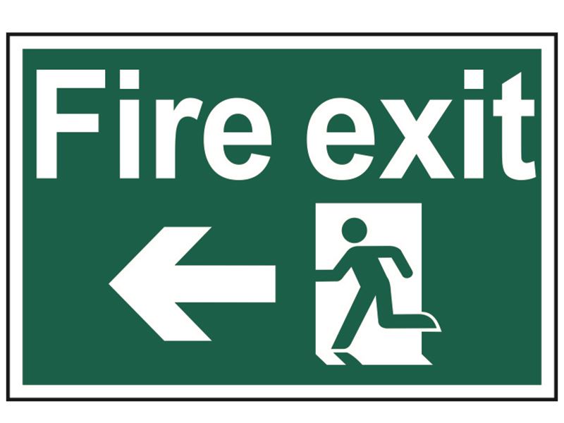Scan SCA1506 Fire Exit Running Man Arrow Left - PVC 300 x 200mm |