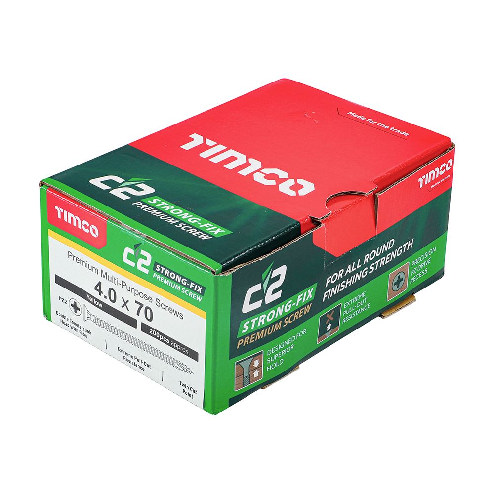 TIMCO C2 Strong-Fix PZ2 CSK ZYP 4.0 x 70 Gold Pack 200