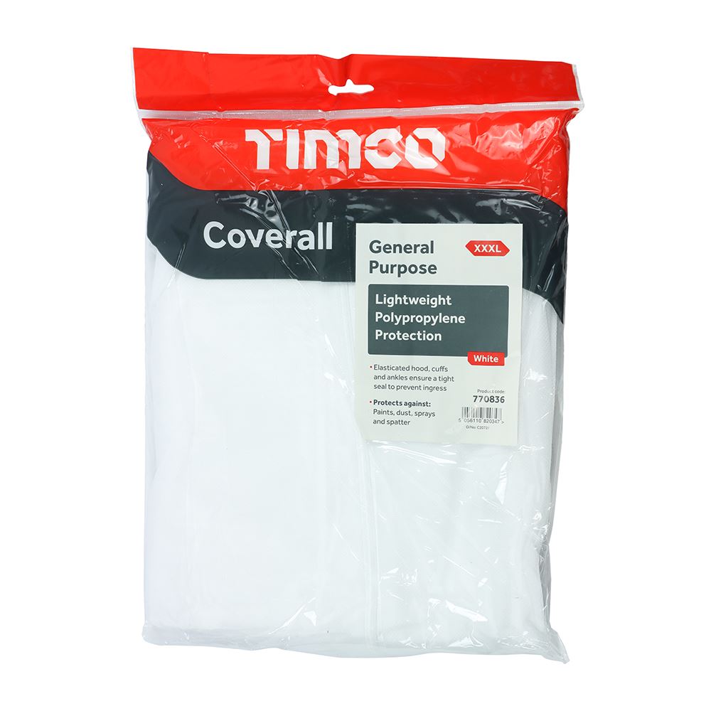 TIMCO PP Coverall White XXX Large Pack 1