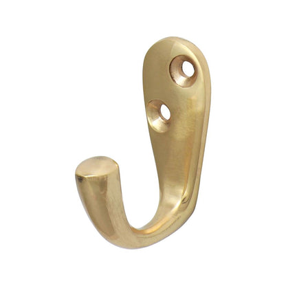 TIMCO Single Robe Hook Pol. Brass 44 x 18mm Pack 1