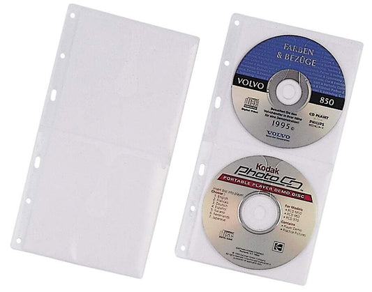 Durable CD/DVD Punched Pocket Wallet Sleeve for 2 Discs | 5 Pack | Clear