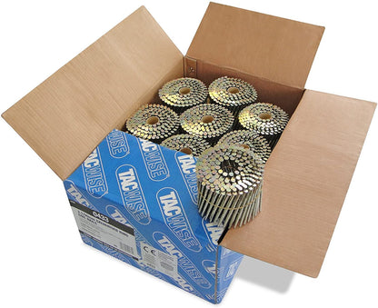 Tacwise 0433 Type 3.1 90 mm Coil Nails Galvanised Flat Top 16° Pack of 4000 for Nail Staple Guns Trade Fixing