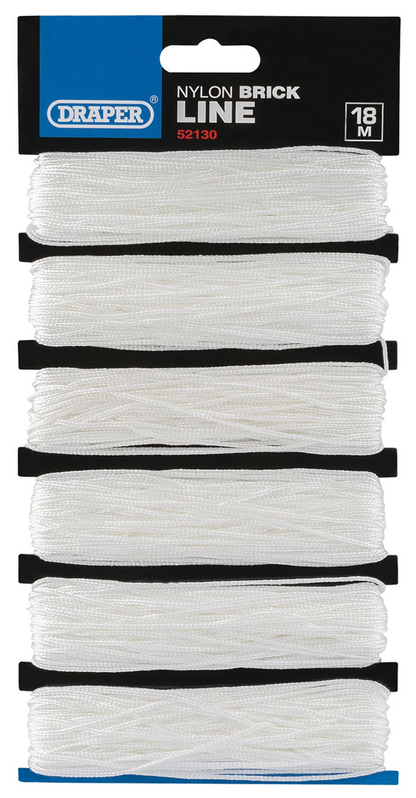 Draper NYLON BRICK LINES CARD 6 HANKS 52130 6 x 18M Nylon Brick Line