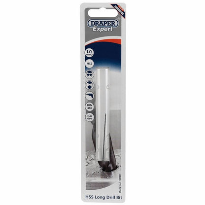 Draper 1.0X56.0MM L/SERIES DRILL BIT 38889 Metric HSS Long Series Drill Bits