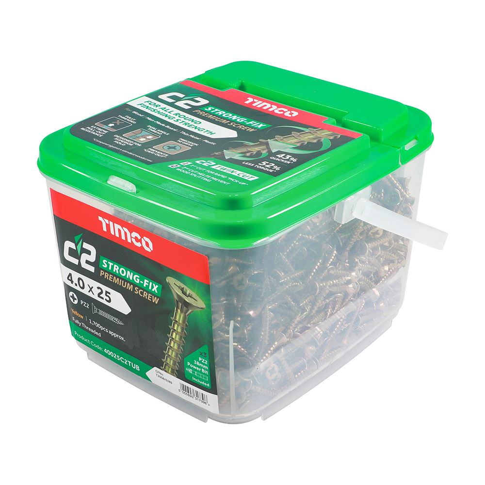 TIMCO C2 Strong-Fix PZ2 CSK ZYP 4.0 x 25 Gold Pack 1700