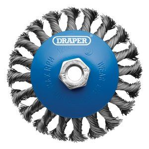 Draper BEVELLED WIRE WHEEL 115MM M14 08063 Steel Bevelled Twist-Knot Wire Wheel Brushes, M14