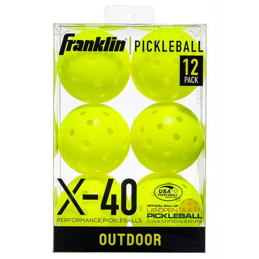 Franklin Outdoor X-40 Pickleball -Vellum - Pack of 12 - Optic Yellow