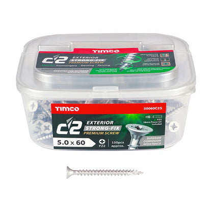 TIMCO C2 Strong-Fix Exterior PZ2 CSK 5.0 x 60 Silver Pack 150