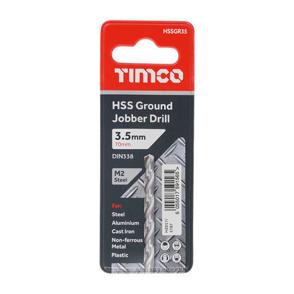 TIMCO HSS-G Jobber Drill Bit M2 3.5mm Pack 1