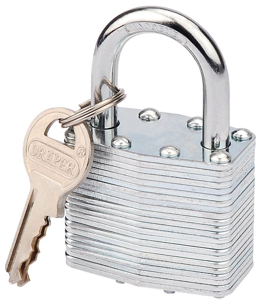 Draper LAMINATED STEEL PADLOCK 40MM 14020 Laminated Steel Padlocks