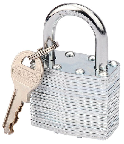 Draper LAMINATED STEEL PADLOCK 40MM 14020 Laminated Steel Padlocks