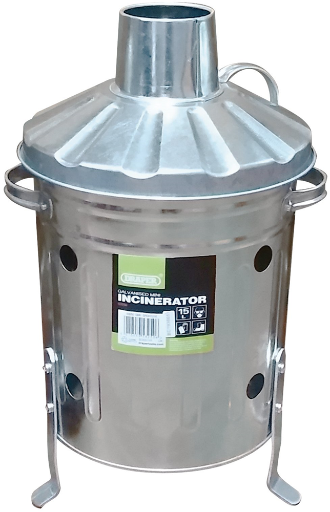 Draper GALV. MINI INCINERATOR & LID 53250 53250 Galvanised Mini Incinerator, 15L