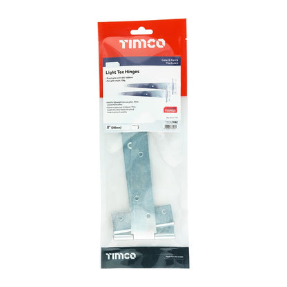 TIMCO Light Tee Hinge Pair Zinc 8" Pack 1