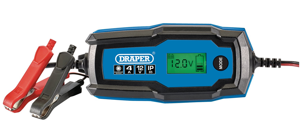Draper 4A 12V SMART BATTERY CHARGER 53489 53489 12V Smart Charger and Battery Maintainer, 4A