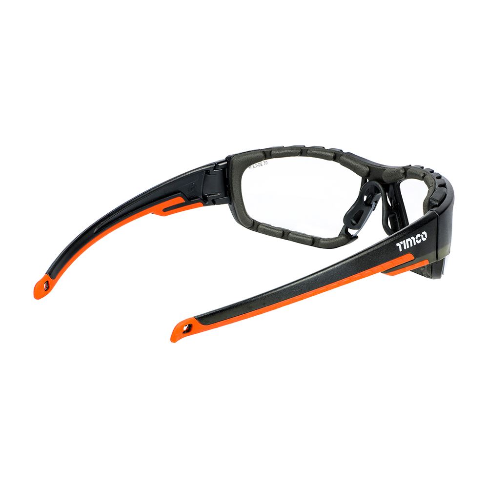 TIMCO Sport Safety Glasses FoamGuard One Size Clear Pack 1